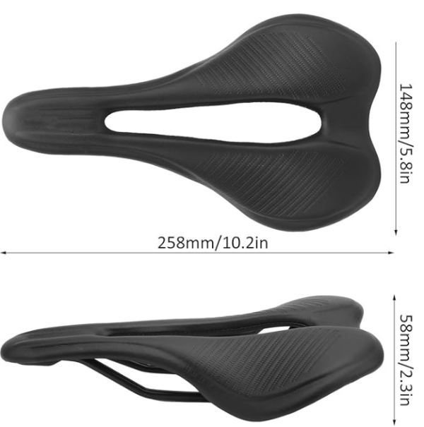 Échelle de dimensions de selle de vélo creuse