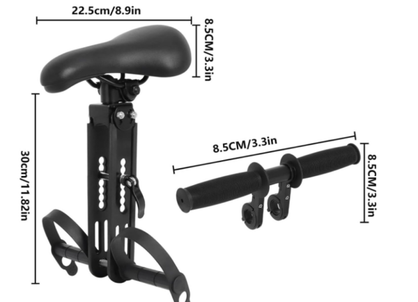 Dimension des pièces composant le siège de vélo pour enfant